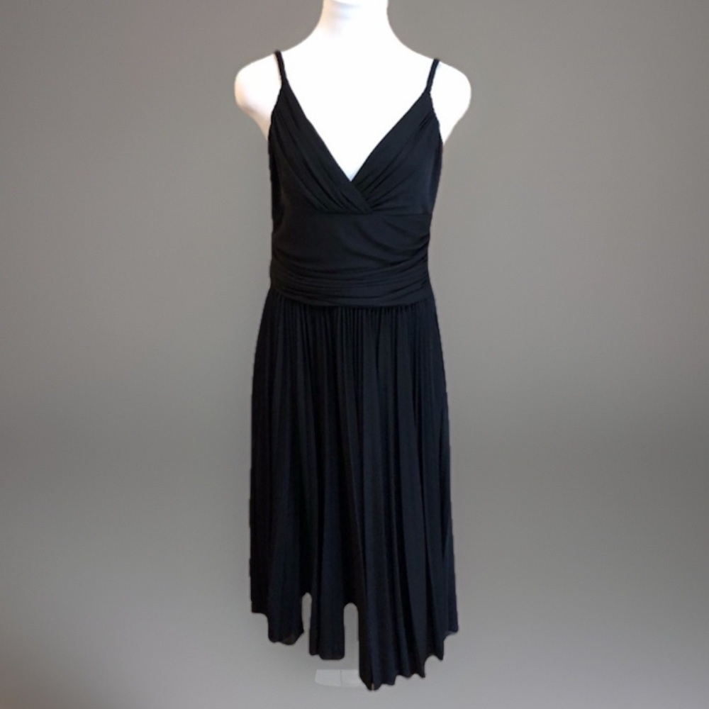 BCBG Black Ruched Cocktail EVENT Party Dress L